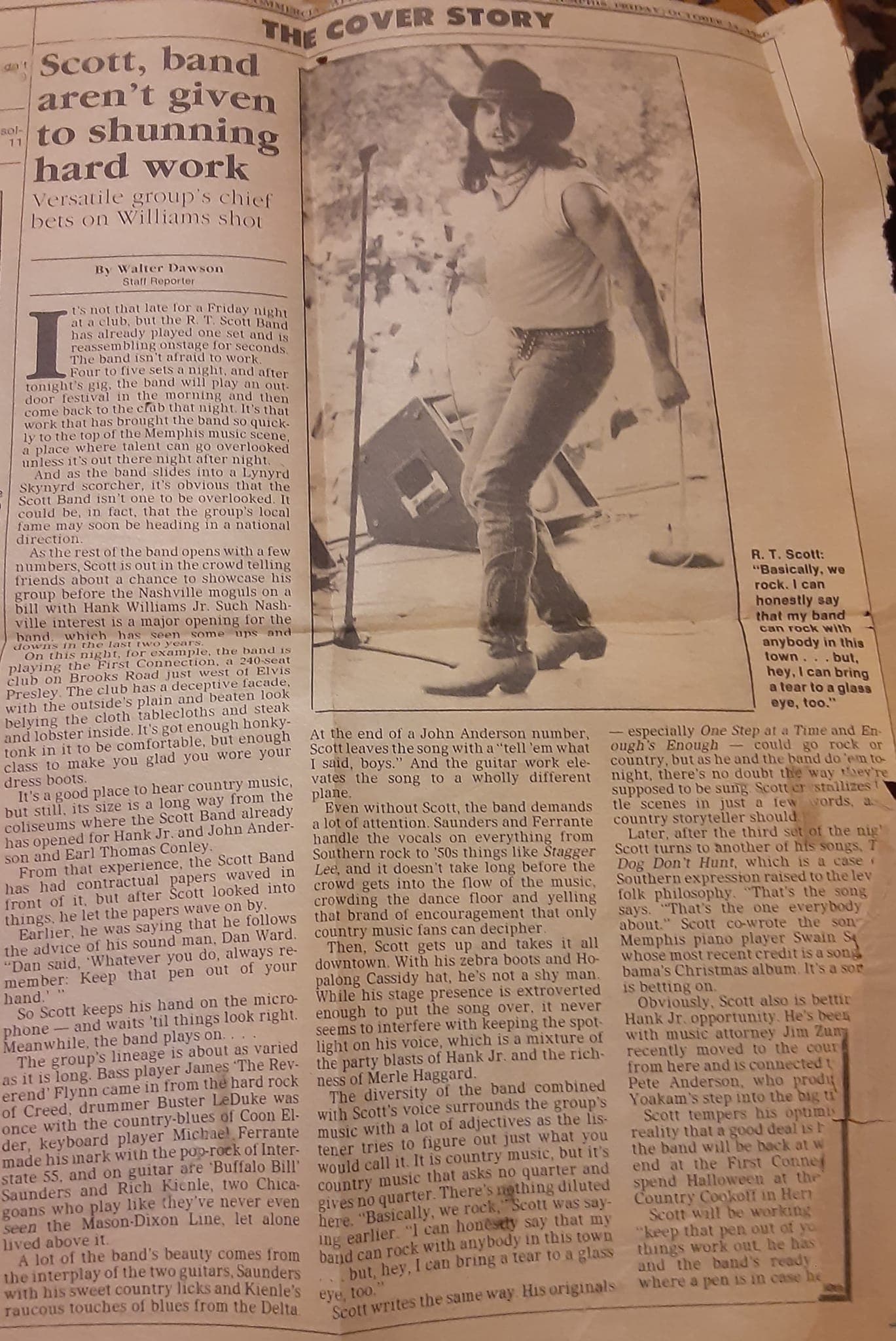 RT Scott Band — Memphis newspaper cover story